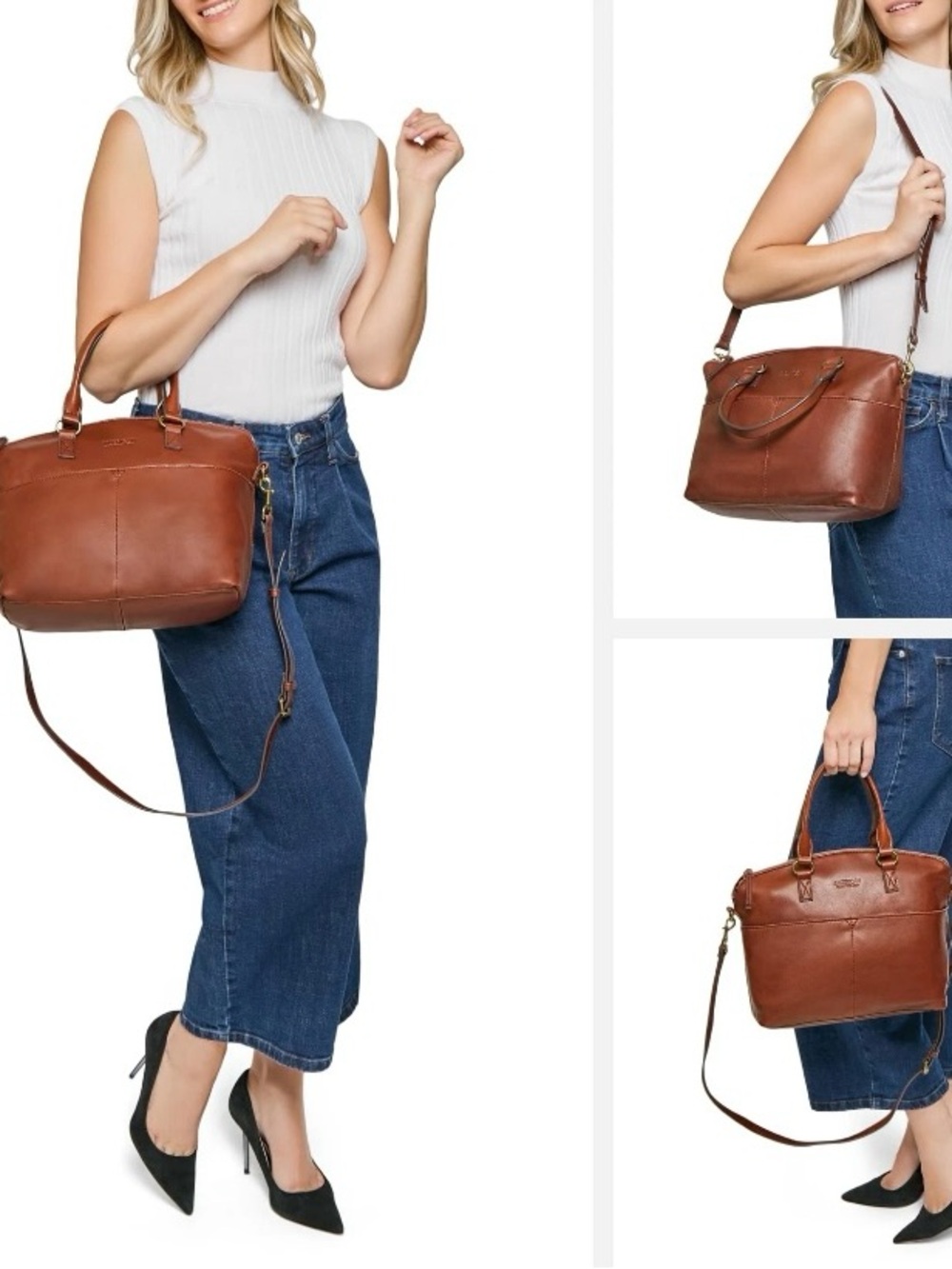 American Leather Company Carrie Dome Satchel Crossbody Bag - A few spots